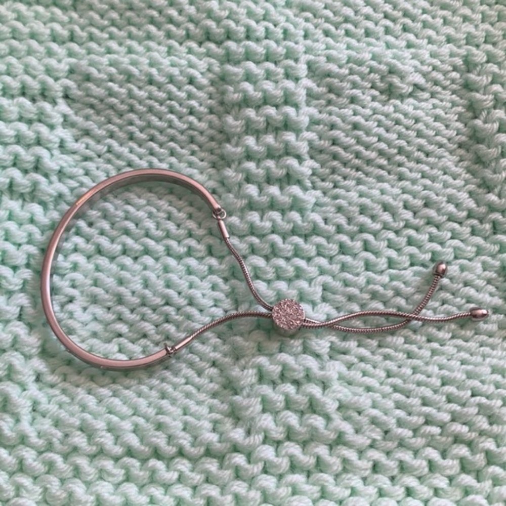 Silver Cuff Adjustable Bracelet With Rhinestone A… - image 2